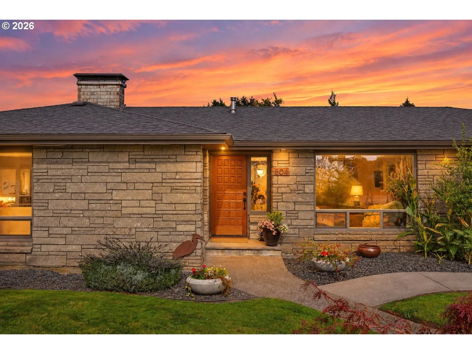 Front entry and stone exterior