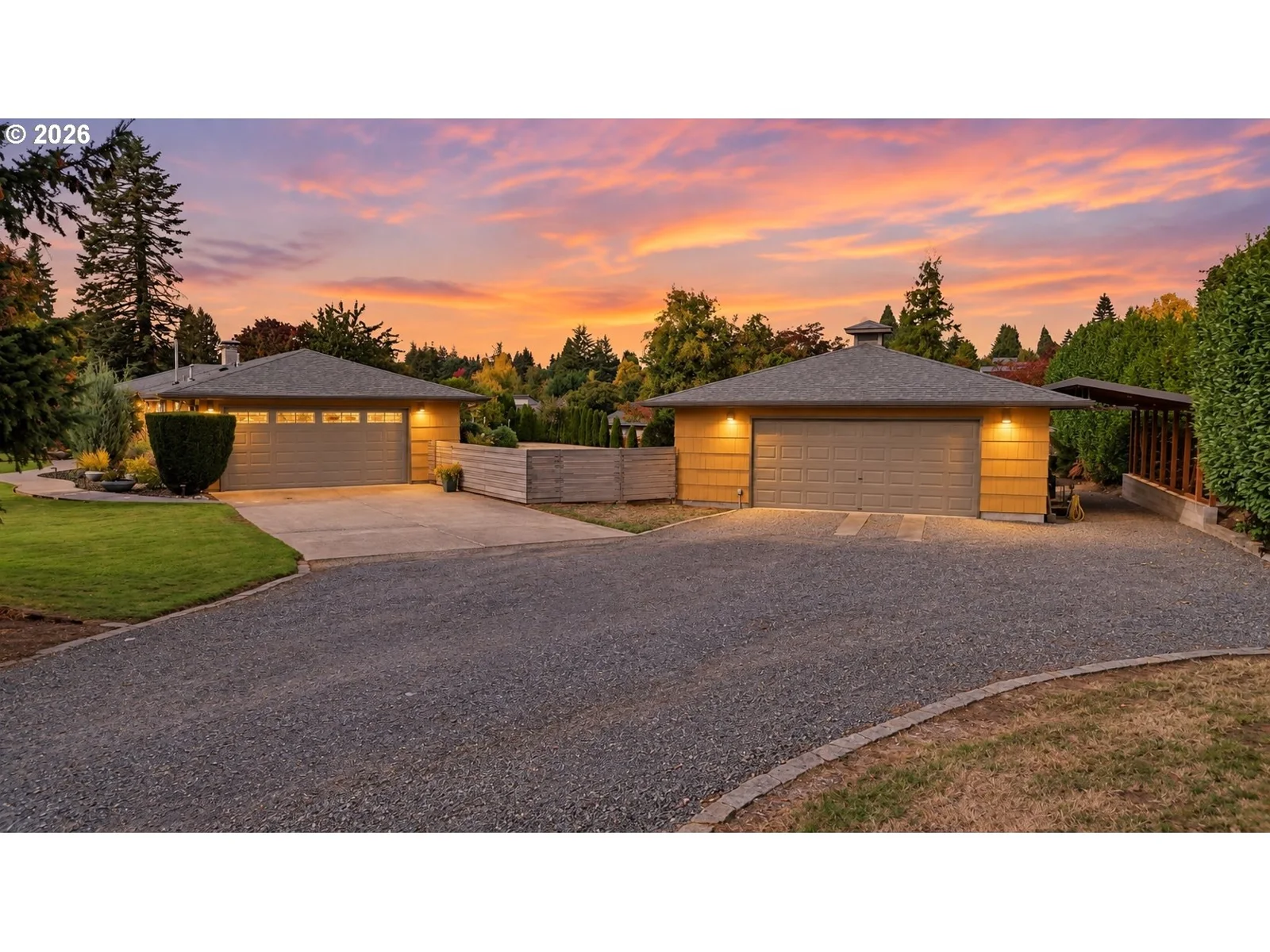 Driveway and detached garage